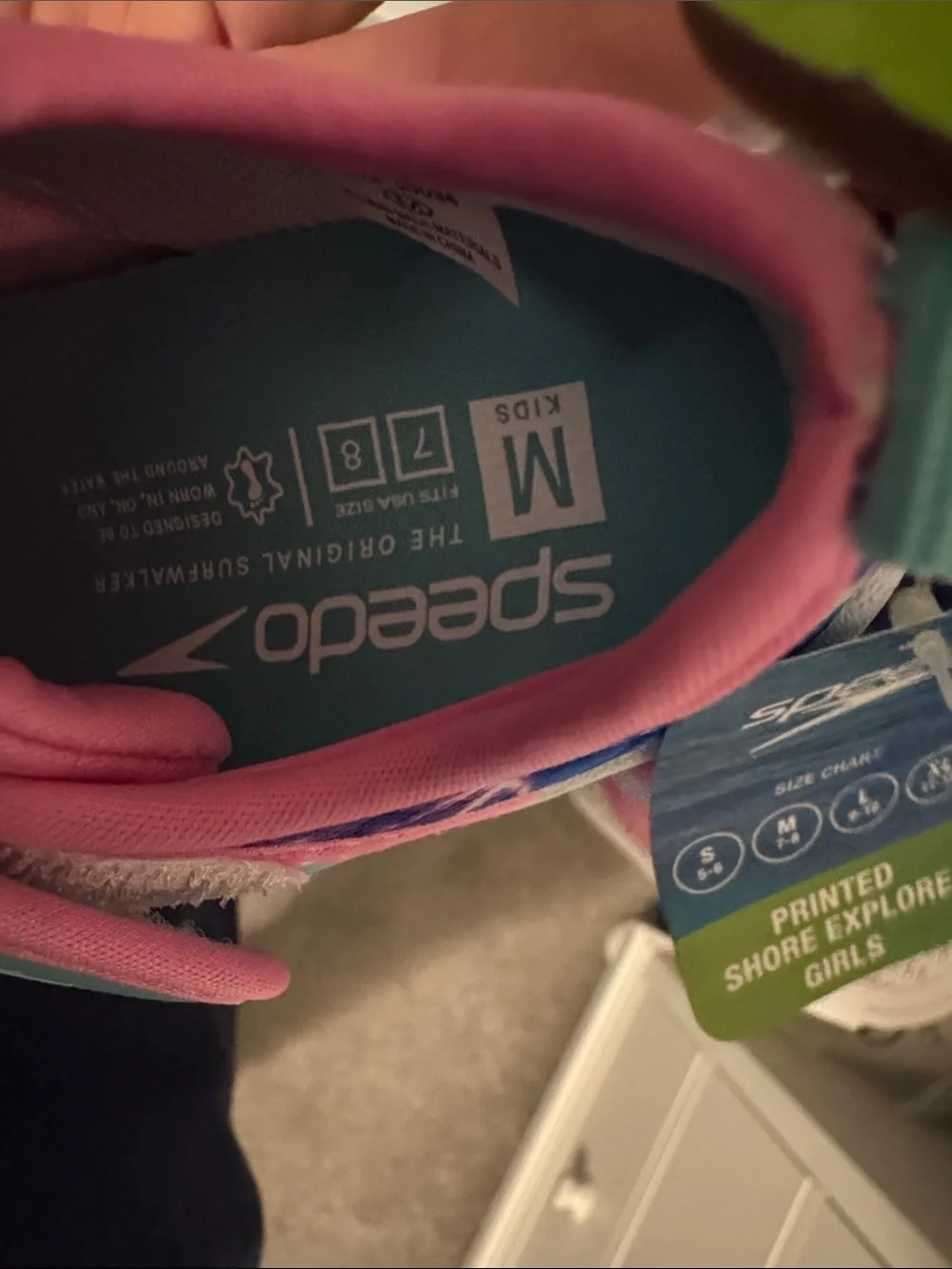 NWT Speedo Kids Pink and Aqua Velcro Water Shoes